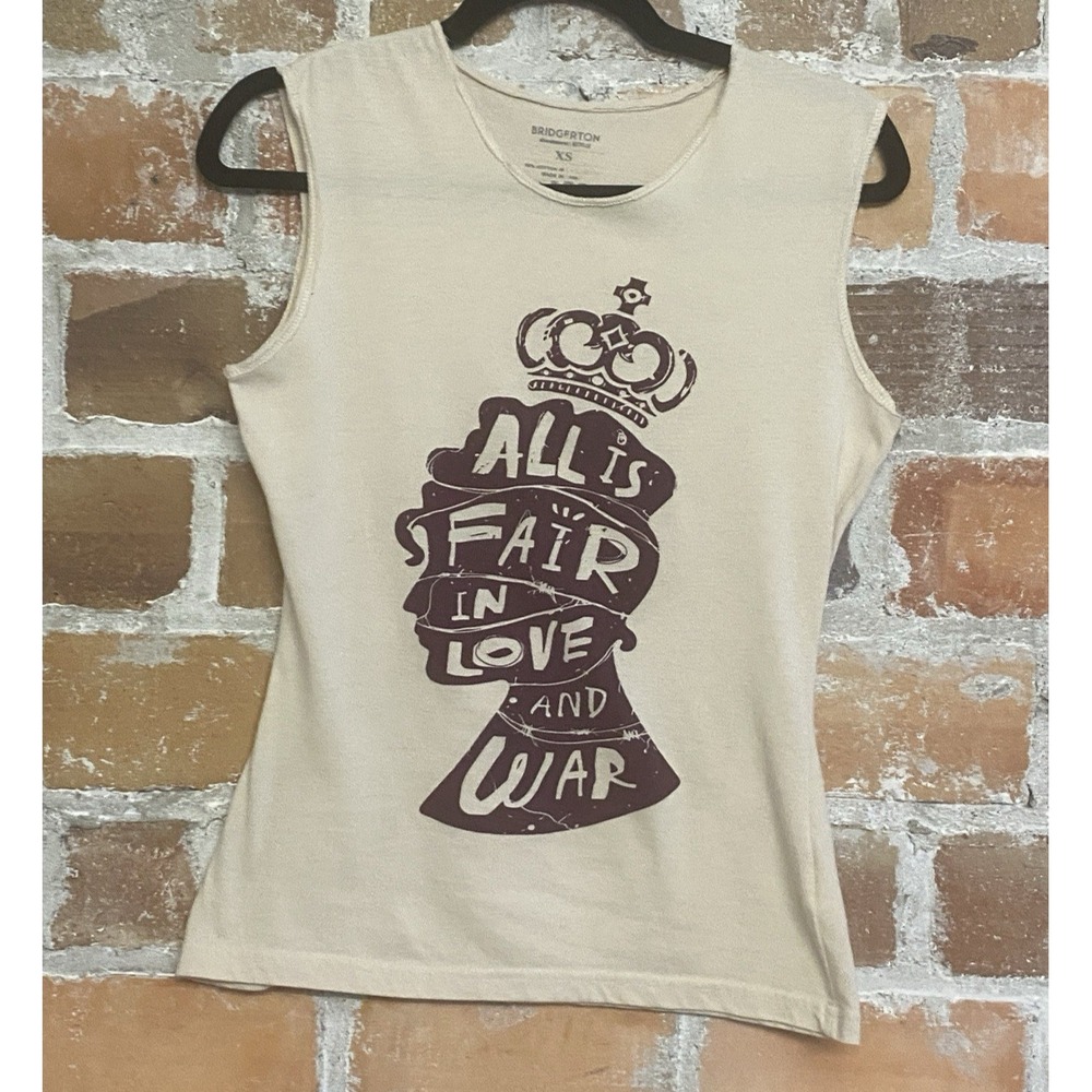Bridgerton All Is Fair In Love and War Muscle Tee Tank Top XS Netflix Izzy & Liv